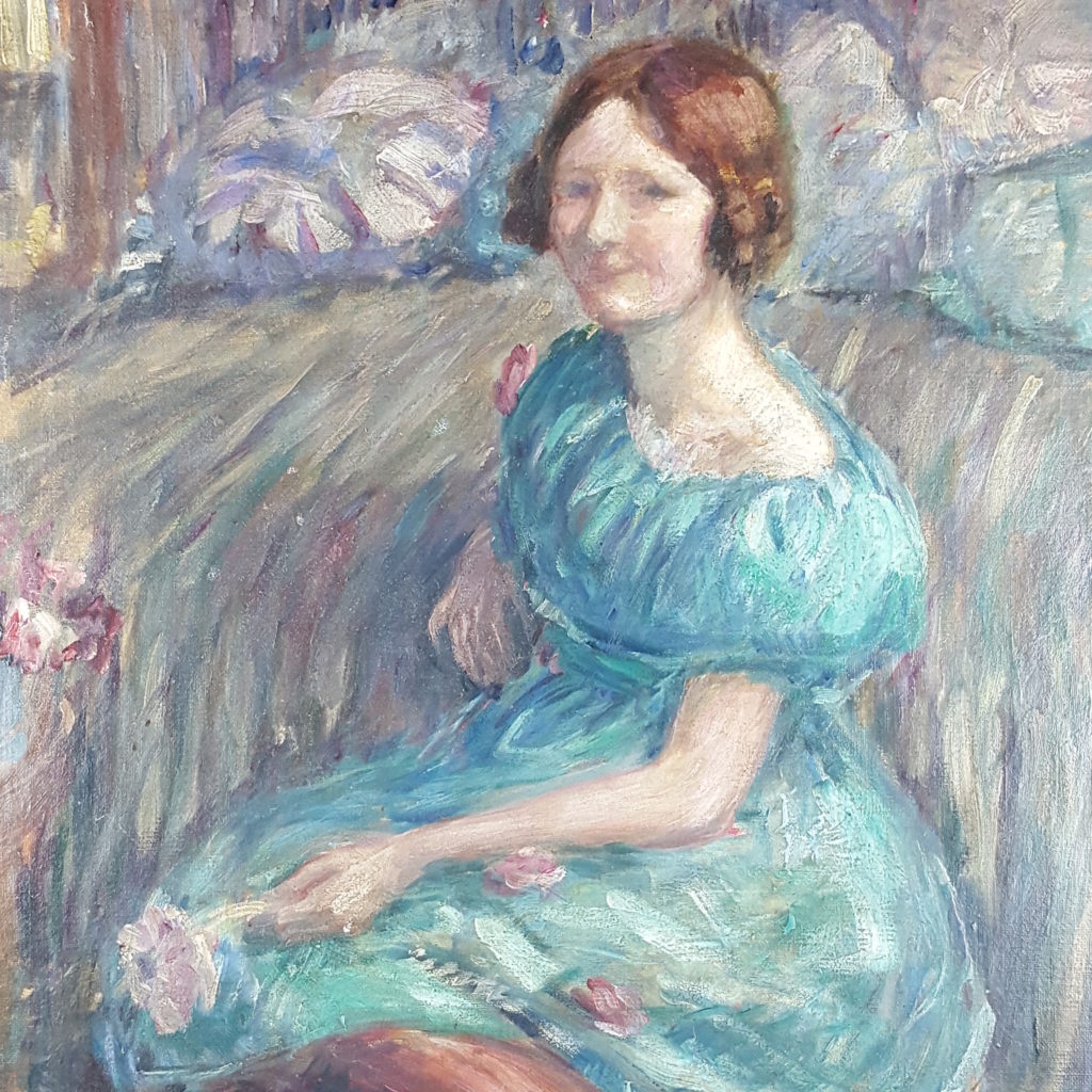 Young girl in a green dress