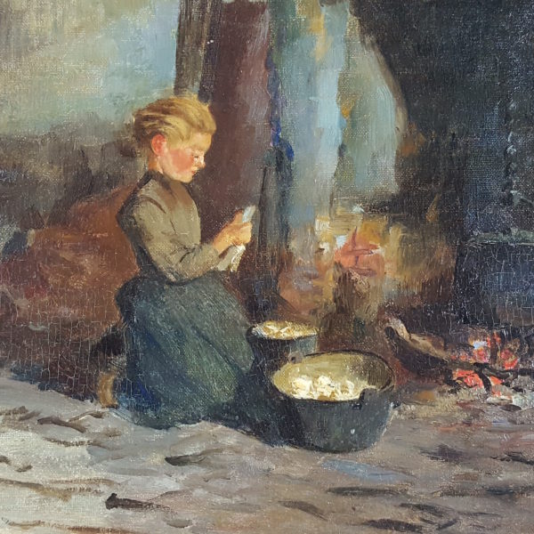 Girl near a fire