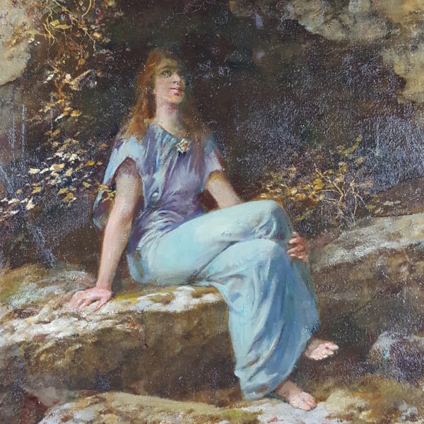 Walker near a cave