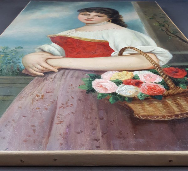 Young woman with basket of roses - Image 10