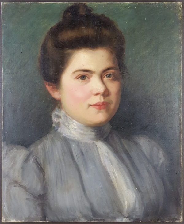 Portrait of a woman in a blue dress - Image 2
