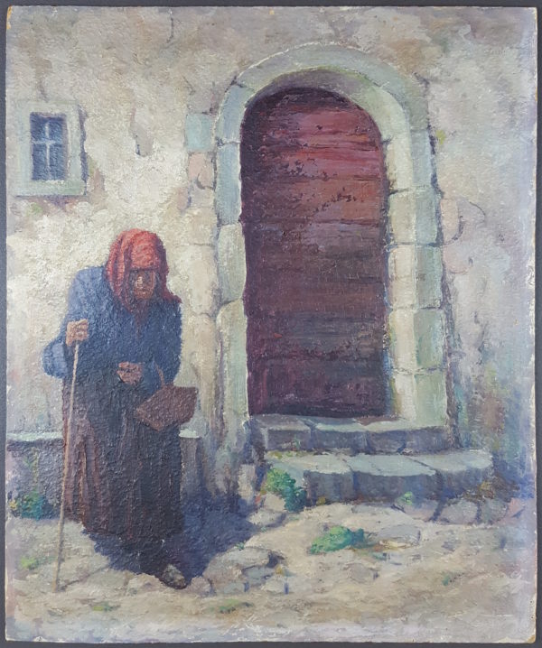 Old lady at an entrance - Image 2
