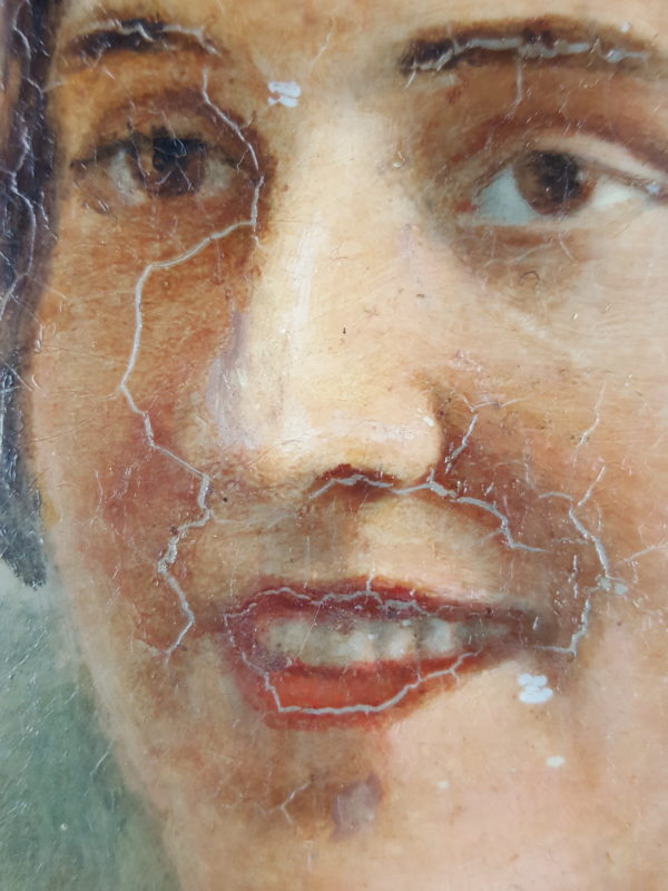Portrait of a woman with a white necklace - Image 4