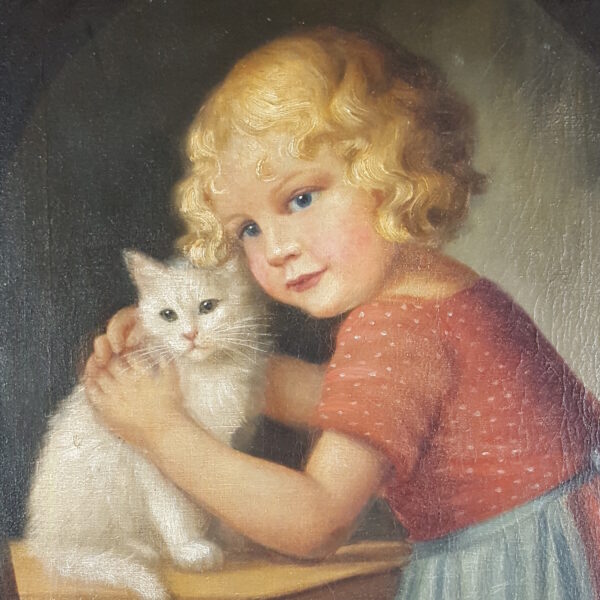 Little girl and her cat