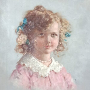 Portrait of a girl in a pink dress